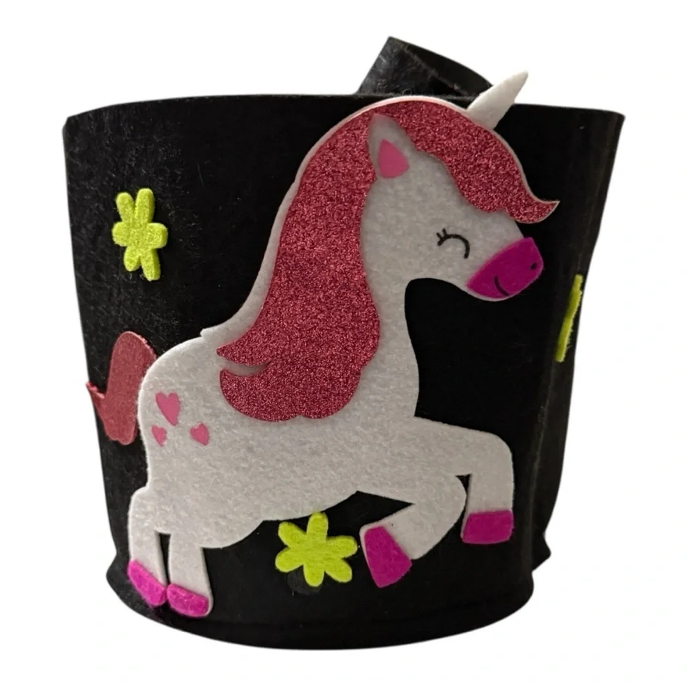 Holiday Home Felt Treat Bucket – Unicorn Design